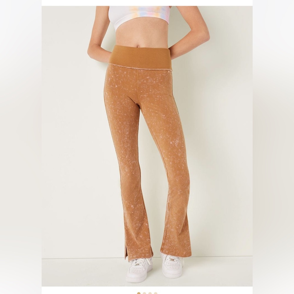 Victoria’s Secret PINK Performance Cotton Fold Over Yoga Pants, Warm Wash Brown